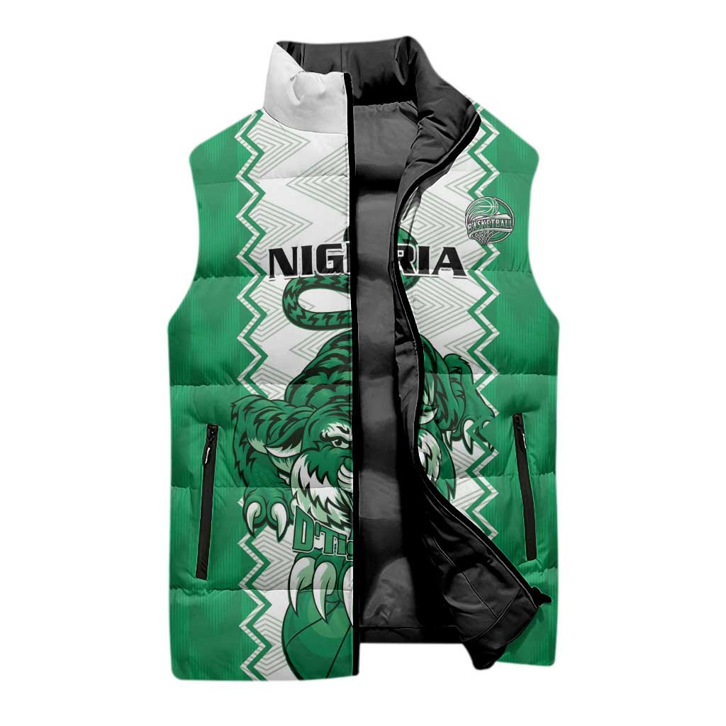 Nigeria Basketball Custom Sleeveless Puffer Jacket Go DTigers - Wonder Print Shop