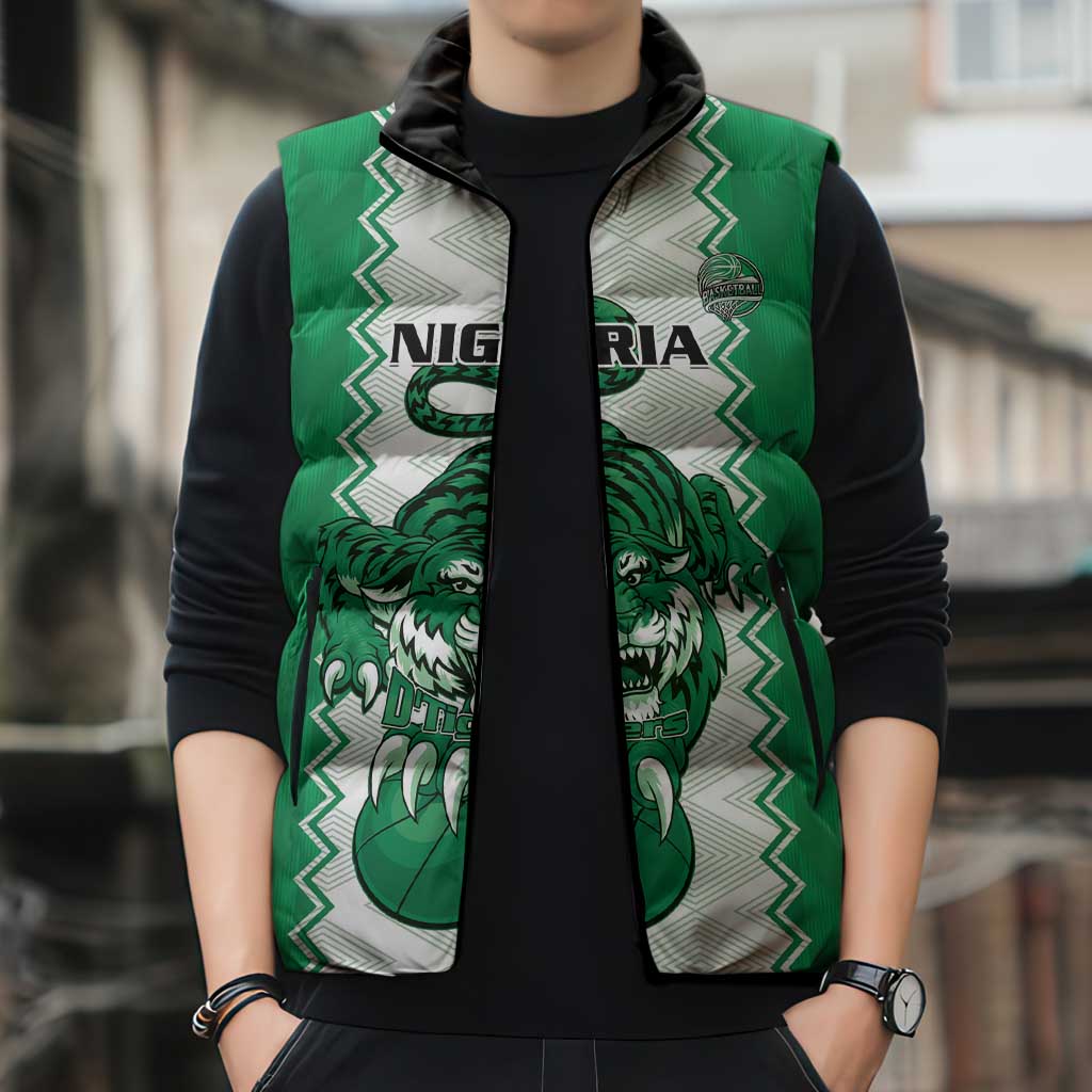 Nigeria Basketball Custom Sleeveless Puffer Jacket Go DTigers - Wonder Print Shop