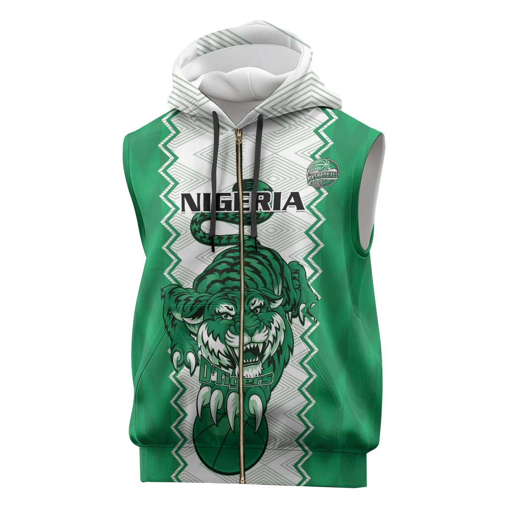 Nigeria Basketball Custom Sleeveless Zip Hoodie Go DTigers - Wonder Print Shop
