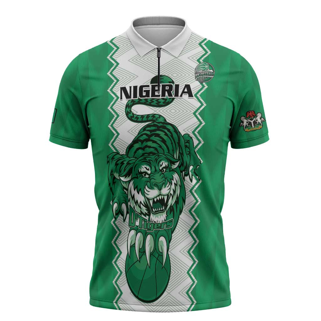 Nigeria Basketball Custom Zipper Polo Shirt Go DTigers - Wonder Print Shop