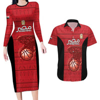 Egypt Basketball Custom Couples Matching Long Sleeve Bodycon Dress and Hawaiian Shirt Go Pharaohs - Wonder Print Shop