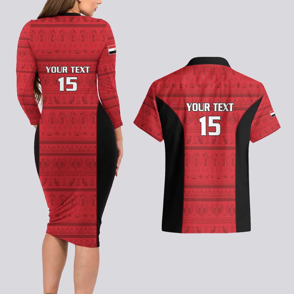 Egypt Basketball Custom Couples Matching Long Sleeve Bodycon Dress and Hawaiian Shirt Go Pharaohs - Wonder Print Shop