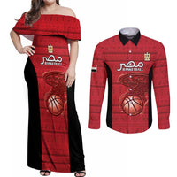 Egypt Basketball Custom Couples Matching Off Shoulder Maxi Dress and Long Sleeve Button Shirt Go Pharaohs - Wonder Print Shop