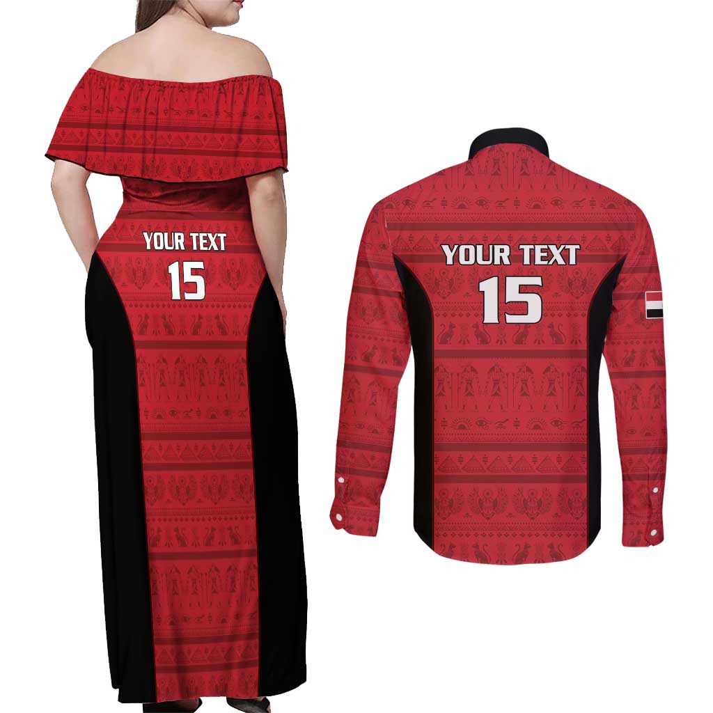 Egypt Basketball Custom Couples Matching Off Shoulder Maxi Dress and Long Sleeve Button Shirt Go Pharaohs - Wonder Print Shop
