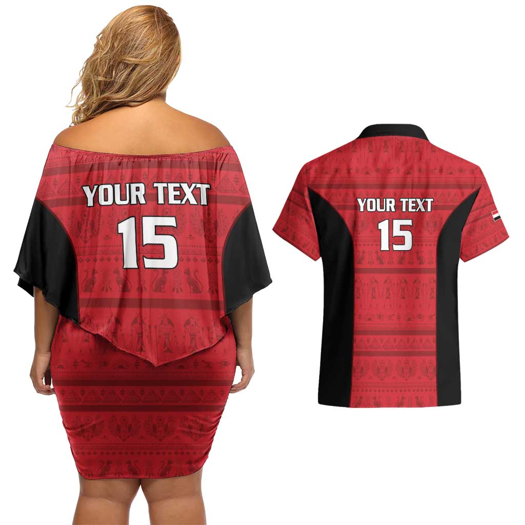 Egypt Basketball Custom Couples Matching Off Shoulder Short Dress and Hawaiian Shirt Go Pharaohs - Wonder Print Shop