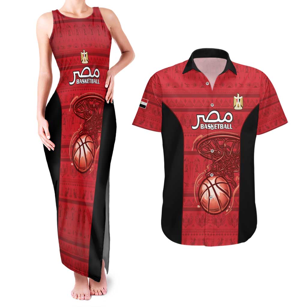 Egypt Basketball Custom Couples Matching Tank Maxi Dress and Hawaiian Shirt Go Pharaohs - Wonder Print Shop