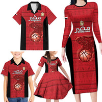 Egypt Basketball Custom Family Matching Long Sleeve Bodycon Dress and Hawaiian Shirt Go Pharaohs - Wonder Print Shop