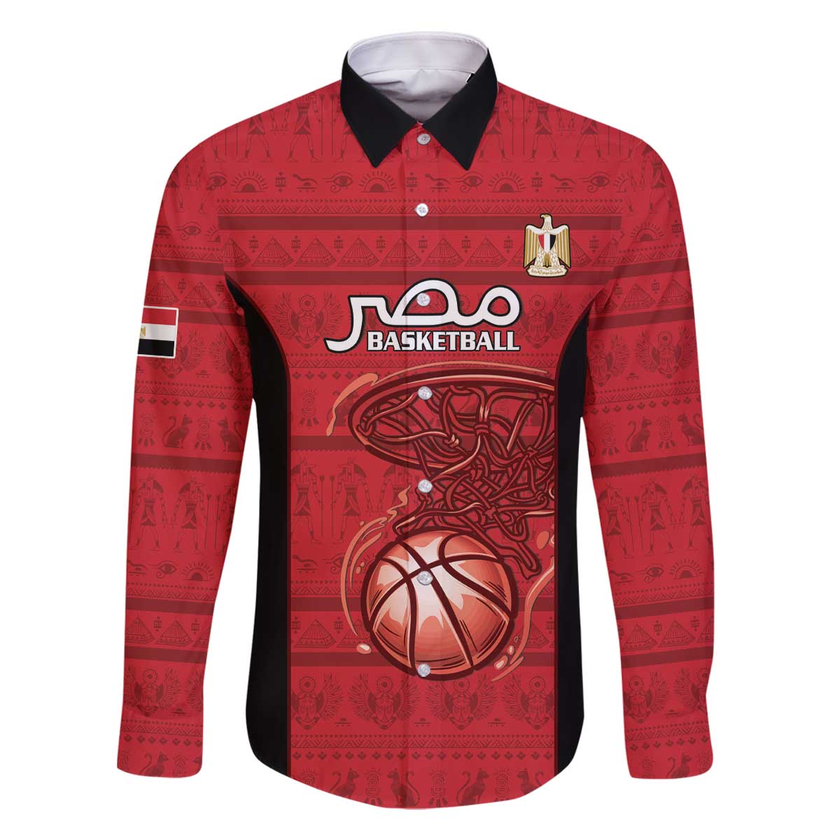 Egypt Basketball Custom Family Matching Off The Shoulder Long Sleeve Dress and Hawaiian Shirt Go Pharaohs - Wonder Print Shop