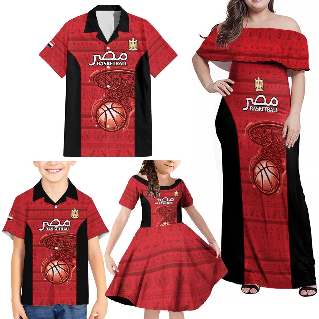 Egypt Basketball Custom Family Matching Off Shoulder Maxi Dress and Hawaiian Shirt Go Pharaohs - Wonder Print Shop