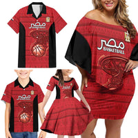 Egypt Basketball Custom Family Matching Off Shoulder Short Dress and Hawaiian Shirt Go Pharaohs - Wonder Print Shop