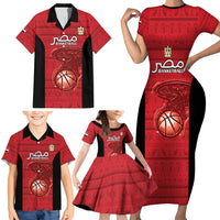 Egypt Basketball Custom Family Matching Short Sleeve Bodycon Dress and Hawaiian Shirt Go Pharaohs - Wonder Print Shop