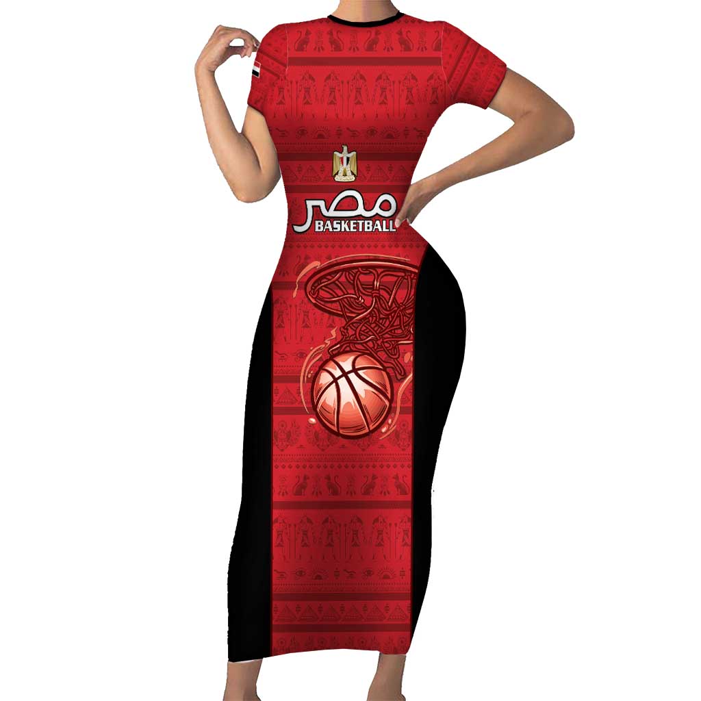 Egypt Basketball Custom Family Matching Short Sleeve Bodycon Dress and Hawaiian Shirt Go Pharaohs - Wonder Print Shop