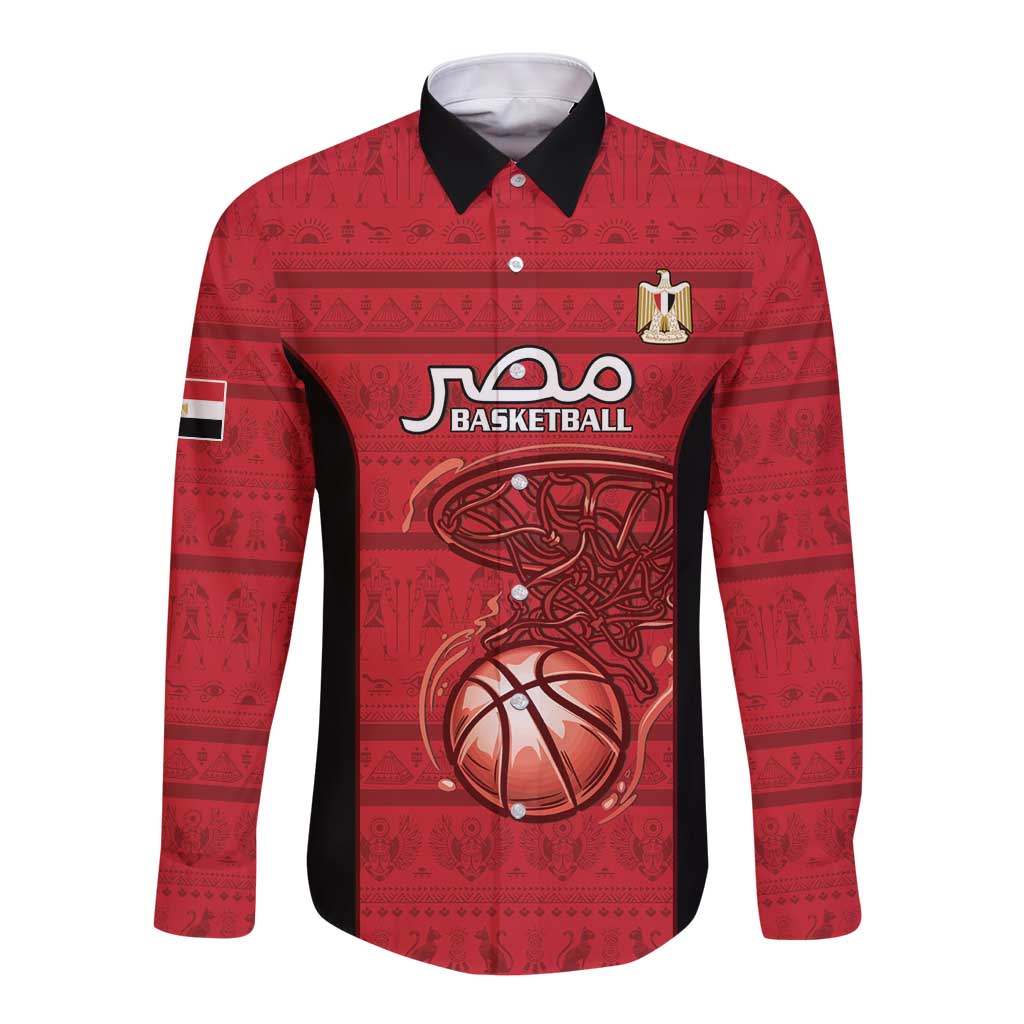 Egypt Basketball Custom Long Sleeve Button Shirt Go Pharaohs - Wonder Print Shop