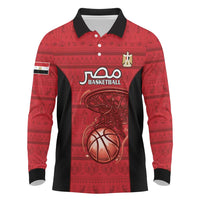 Egypt Basketball Custom Long Sleeve Polo Shirt Go Pharaohs - Wonder Print Shop
