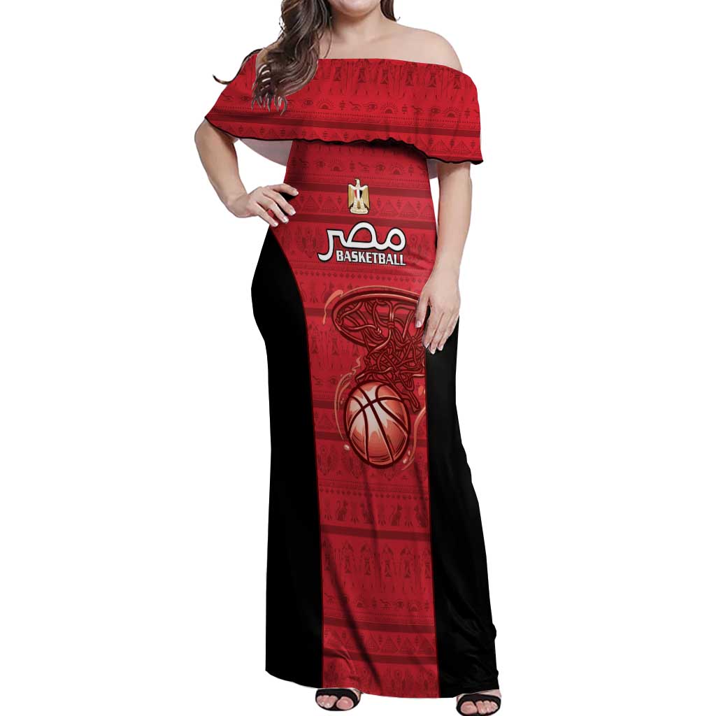 Egypt Basketball Custom Off Shoulder Maxi Dress Go Pharaohs - Wonder Print Shop