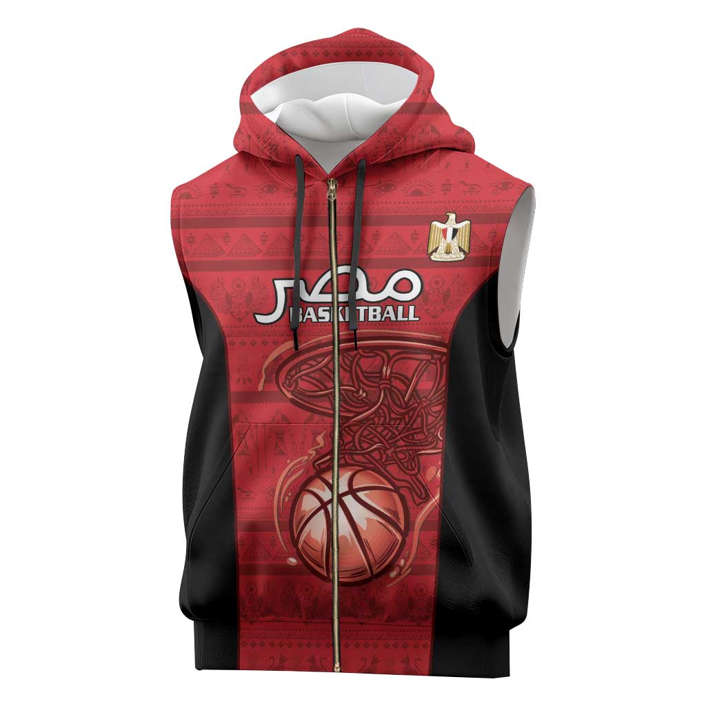 Egypt Basketball Custom Sleeveless Zip Hoodie Go Pharaohs - Wonder Print Shop