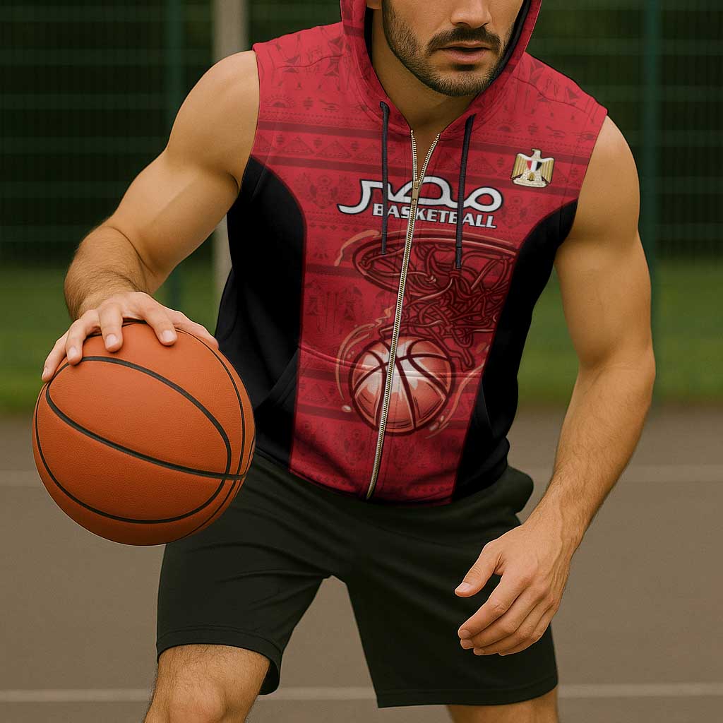 Egypt Basketball Custom Sleeveless Zip Hoodie Go Pharaohs - Wonder Print Shop