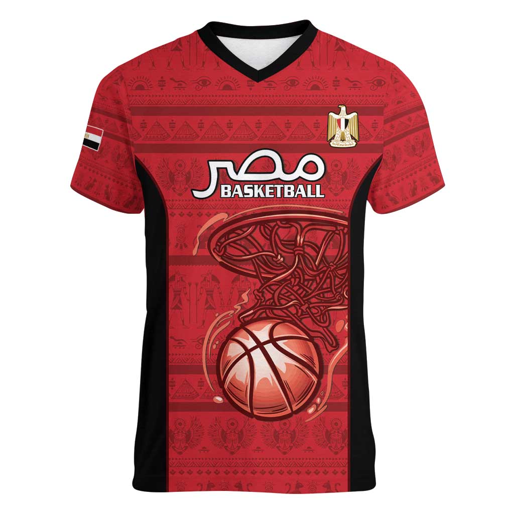 Egypt Basketball Custom Women V-Neck T-Shirt Go Pharaohs - Wonder Print Shop