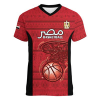 Egypt Basketball Custom Women V-Neck T-Shirt Go Pharaohs - Wonder Print Shop