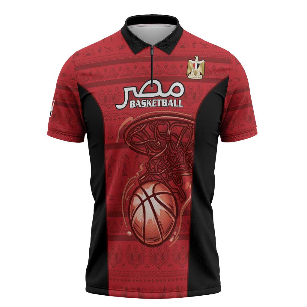 Egypt Basketball Custom Zipper Polo Shirt Go Pharaohs - Wonder Print Shop