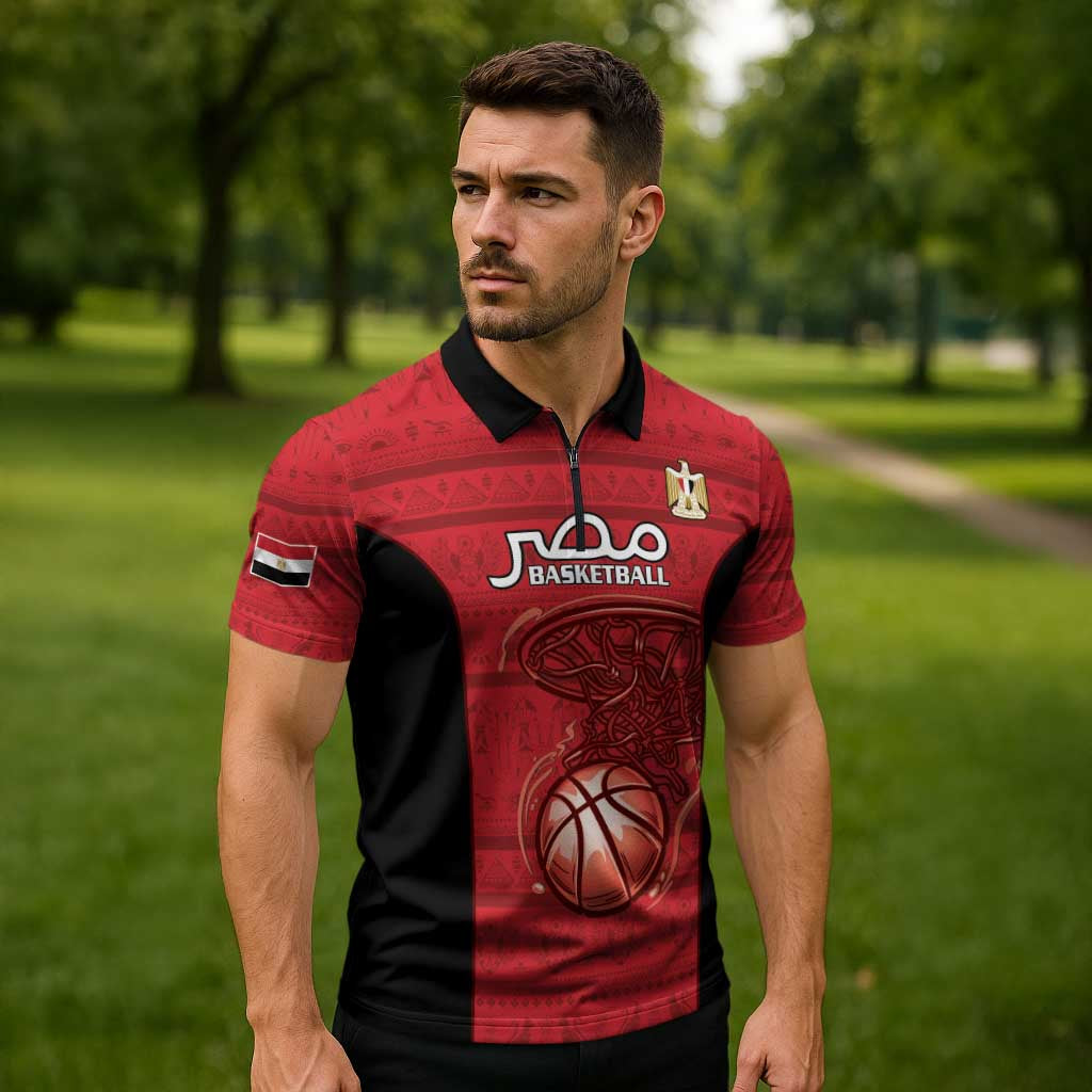 Egypt Basketball Custom Zipper Polo Shirt Go Pharaohs - Wonder Print Shop