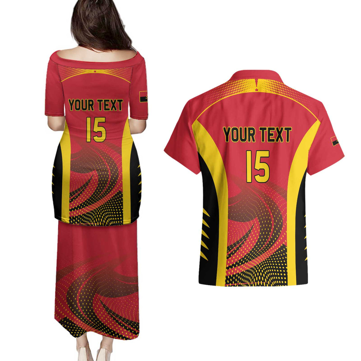 Angola Basketball Custom Couples Matching Puletasi and Hawaiian Shirt Go Champions - Wonder Print Shop