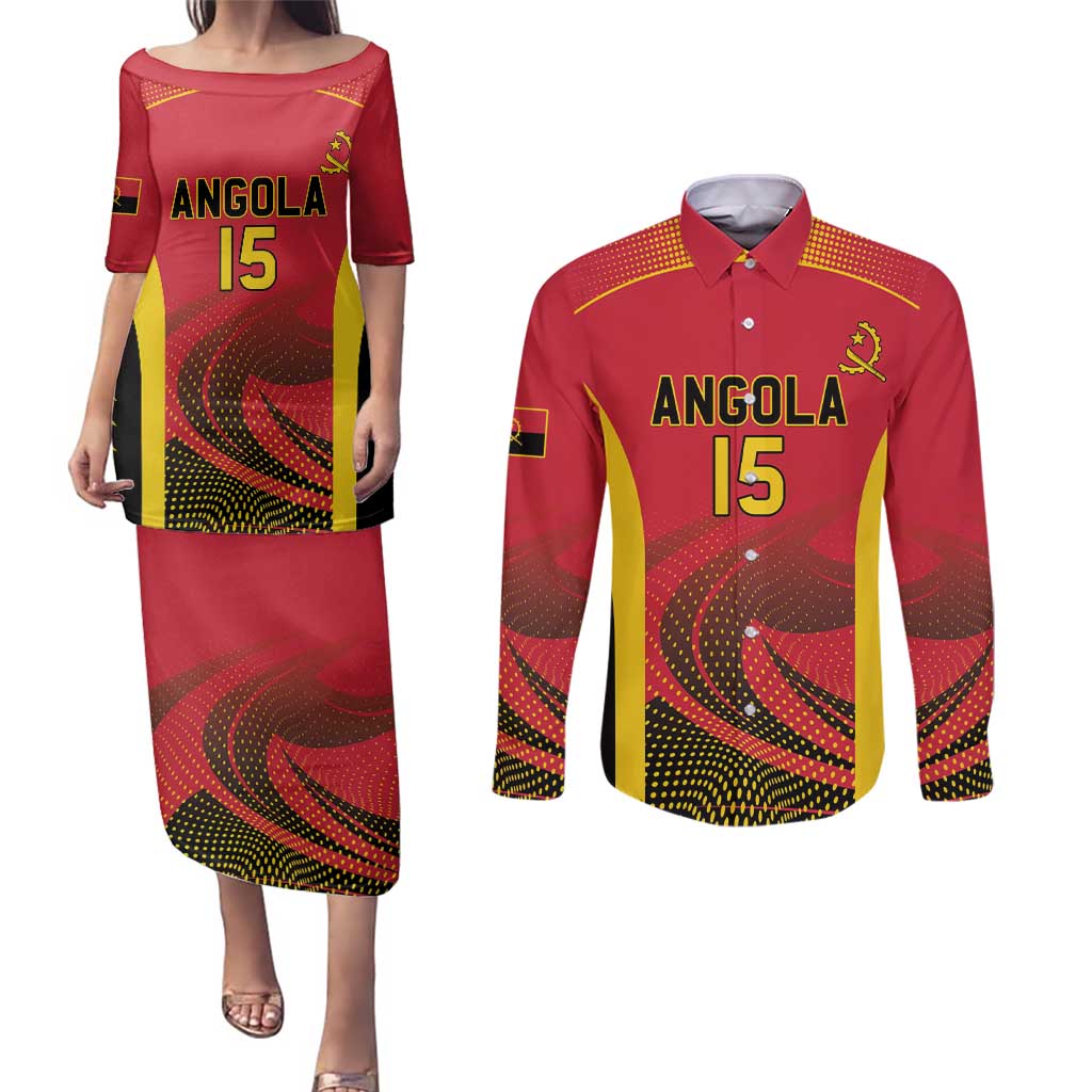 Angola Basketball Custom Couples Matching Puletasi and Long Sleeve Button Shirt Go Champions - Wonder Print Shop