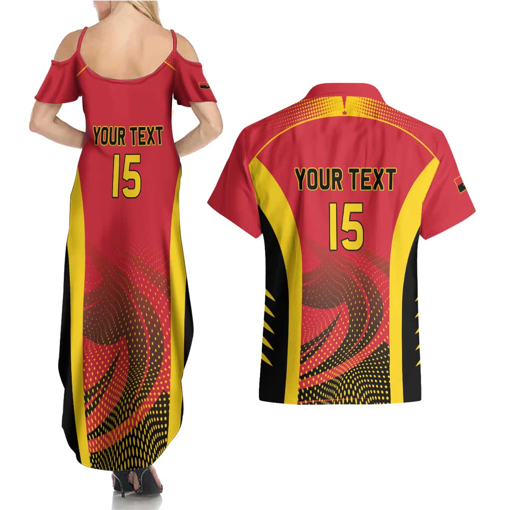 Angola Basketball Custom Couples Matching Summer Maxi Dress and Hawaiian Shirt Go Champions - Wonder Print Shop