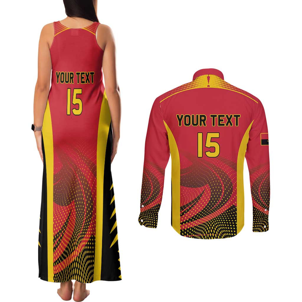 Angola Basketball Custom Couples Matching Tank Maxi Dress and Long Sleeve Button Shirt Go Champions - Wonder Print Shop