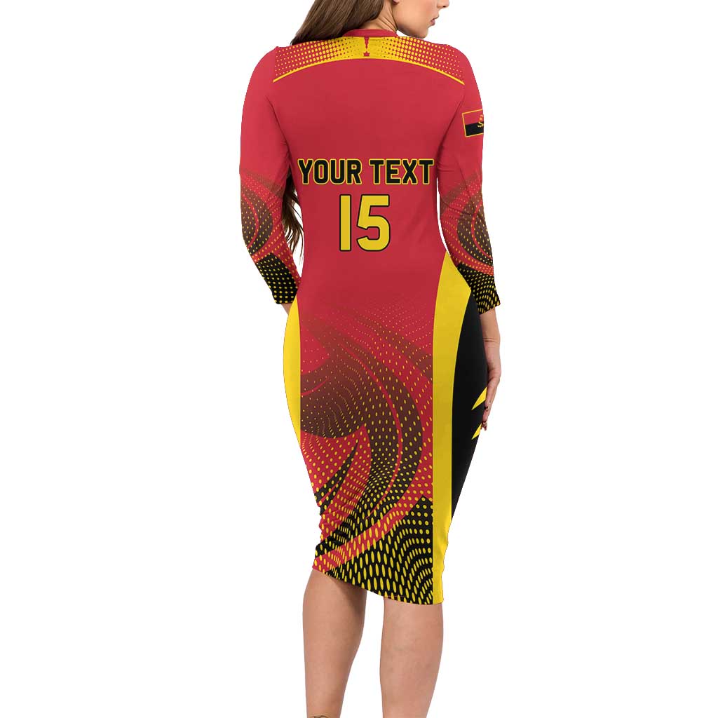 Angola Basketball Custom Family Matching Long Sleeve Bodycon Dress and Hawaiian Shirt Go Champions - Wonder Print Shop