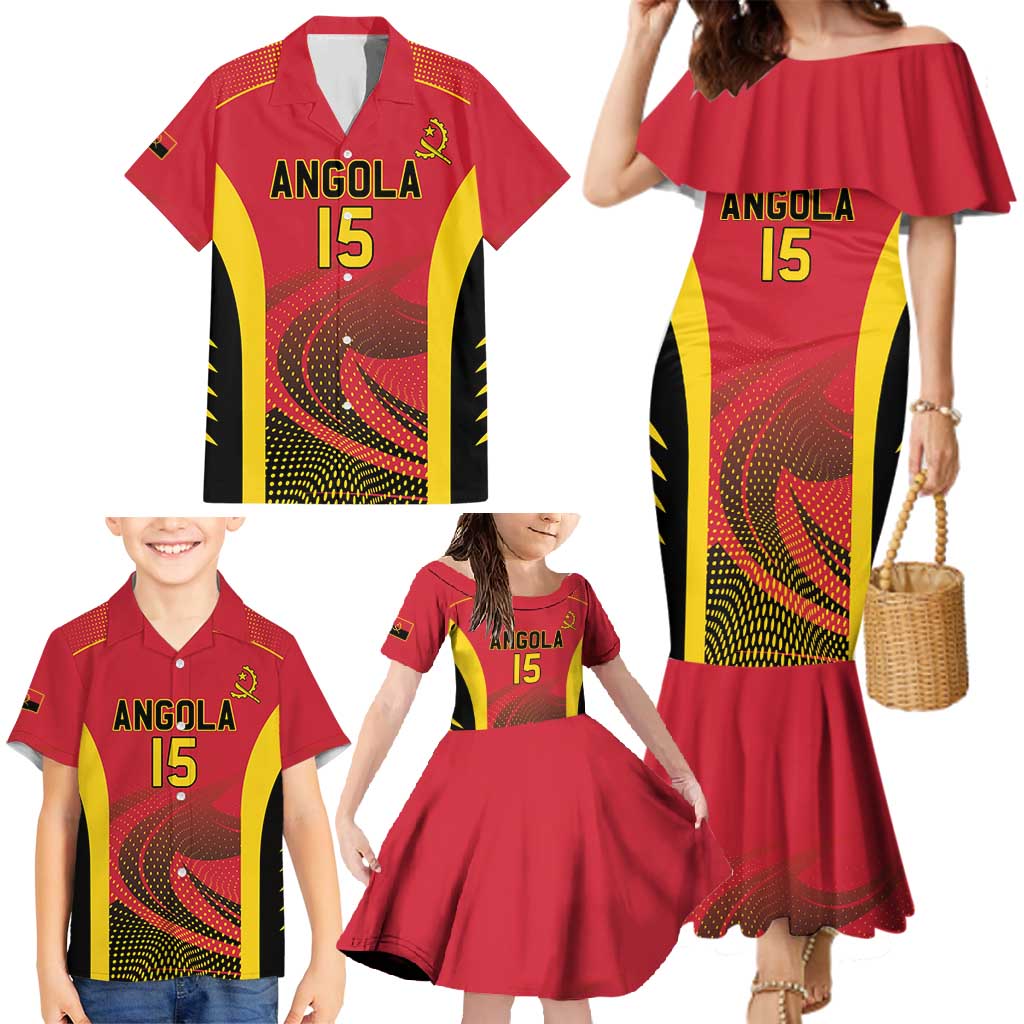 Angola Basketball Custom Family Matching Mermaid Dress and Hawaiian Shirt Go Champions - Wonder Print Shop