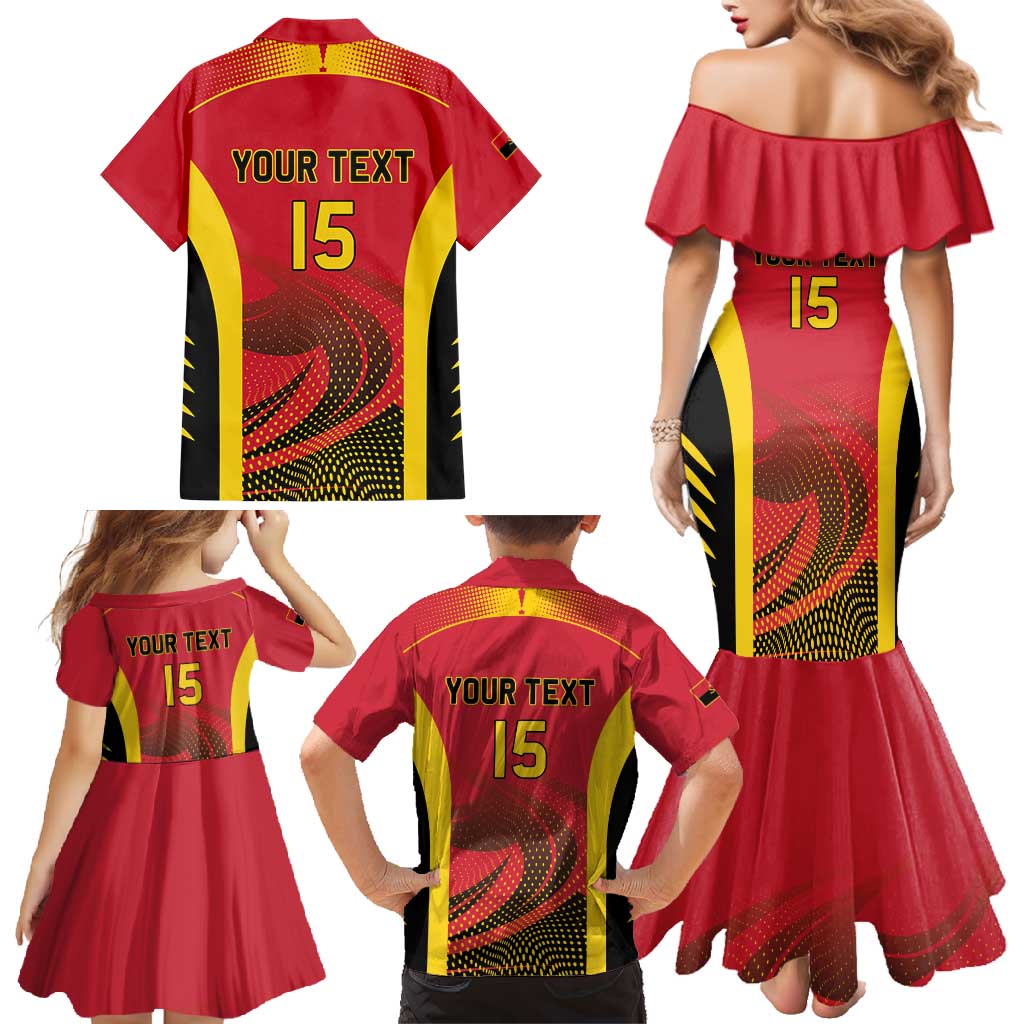 Angola Basketball Custom Family Matching Mermaid Dress and Hawaiian Shirt Go Champions - Wonder Print Shop
