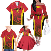 Angola Basketball Custom Family Matching Off The Shoulder Long Sleeve Dress and Hawaiian Shirt Go Champions - Wonder Print Shop