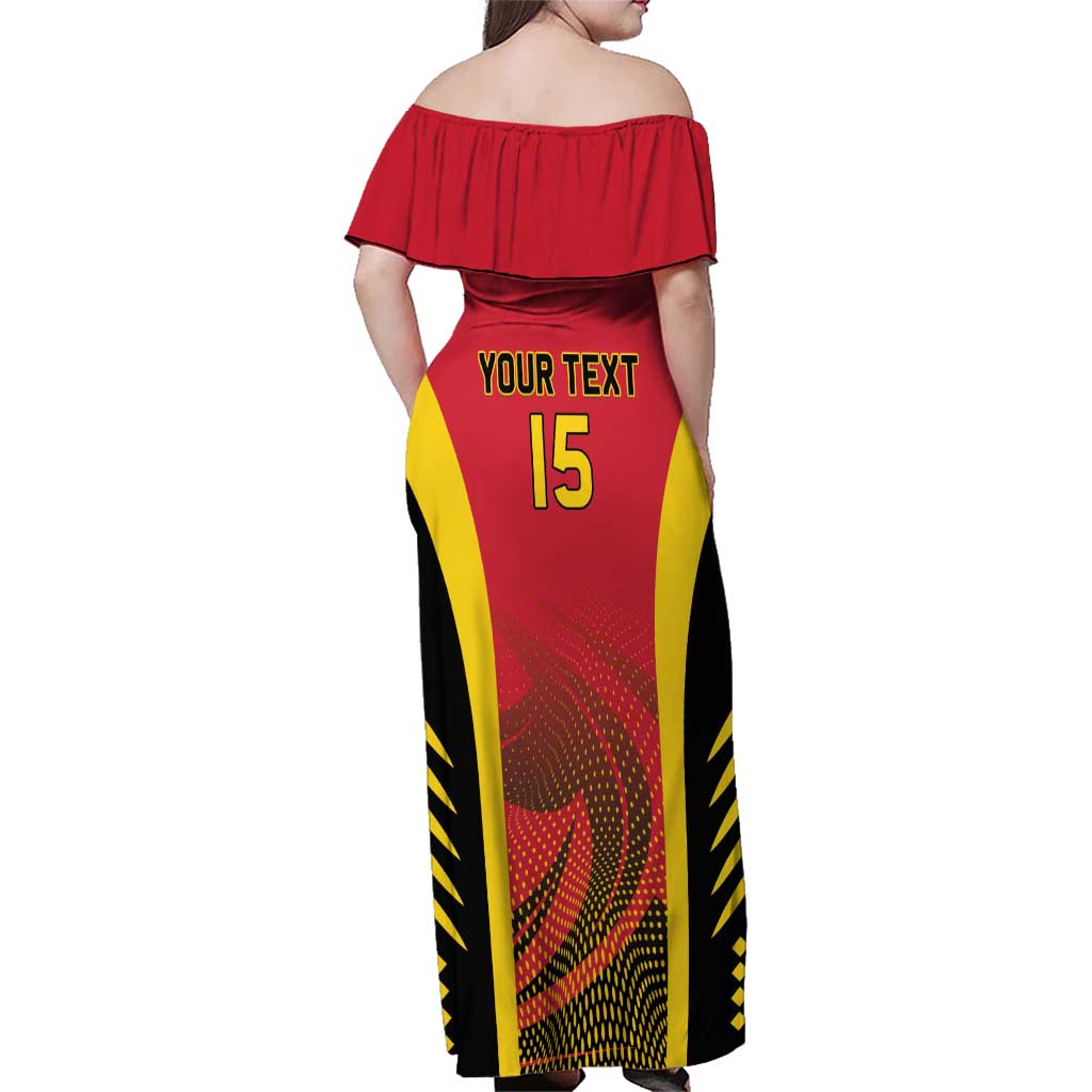 Angola Basketball Custom Family Matching Off Shoulder Maxi Dress and Hawaiian Shirt Go Champions - Wonder Print Shop