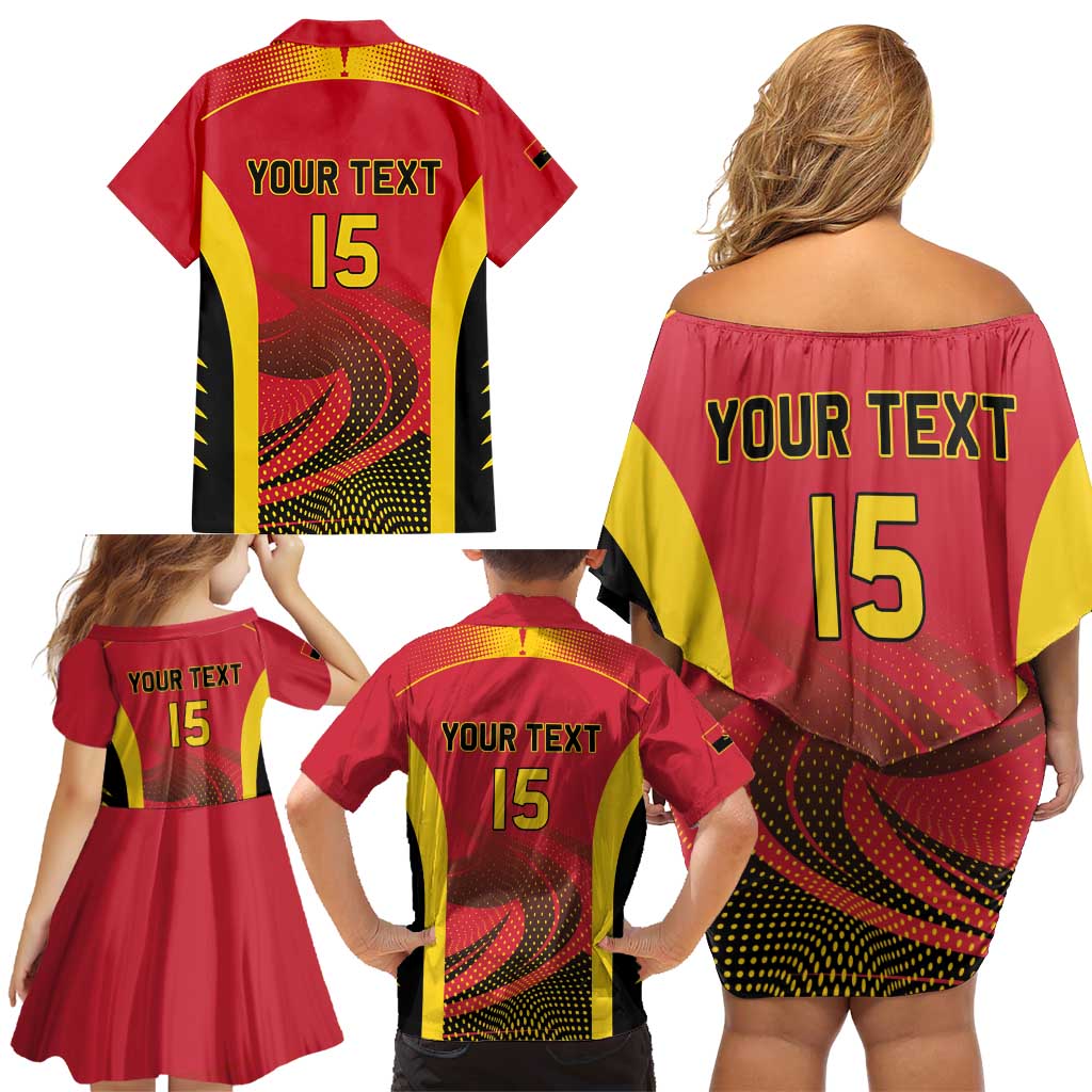 Angola Basketball Custom Family Matching Off Shoulder Short Dress and Hawaiian Shirt Go Champions - Wonder Print Shop