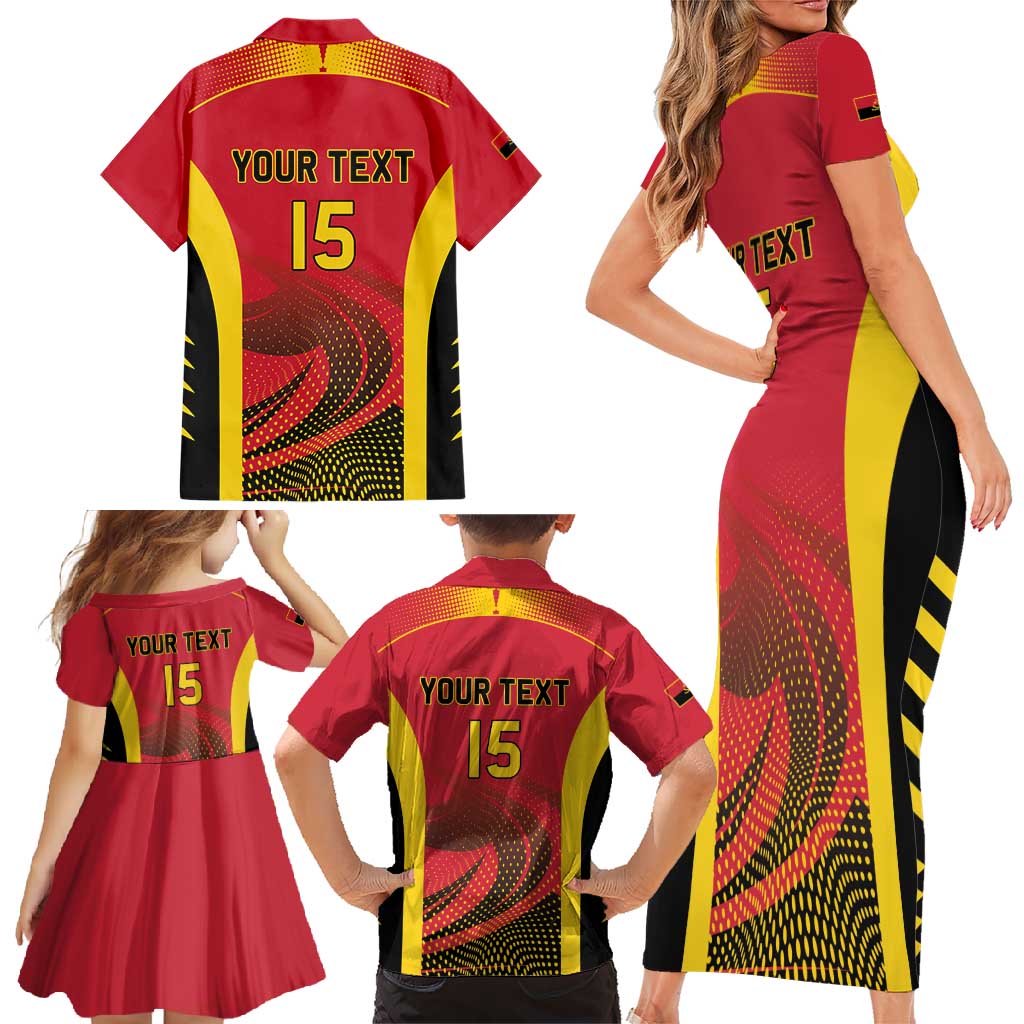 Angola Basketball Custom Family Matching Short Sleeve Bodycon Dress and Hawaiian Shirt Go Champions - Wonder Print Shop
