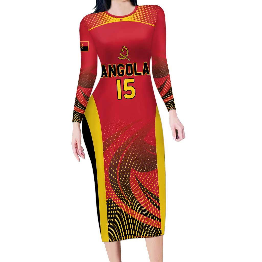 Angola Basketball Custom Long Sleeve Bodycon Dress Go Champions - Wonder Print Shop