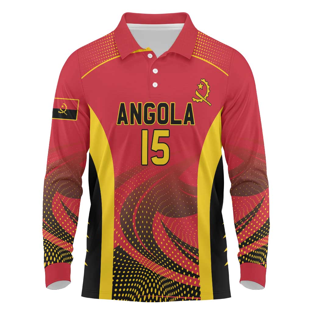 Angola Basketball Custom Long Sleeve Polo Shirt Go Champions - Wonder Print Shop