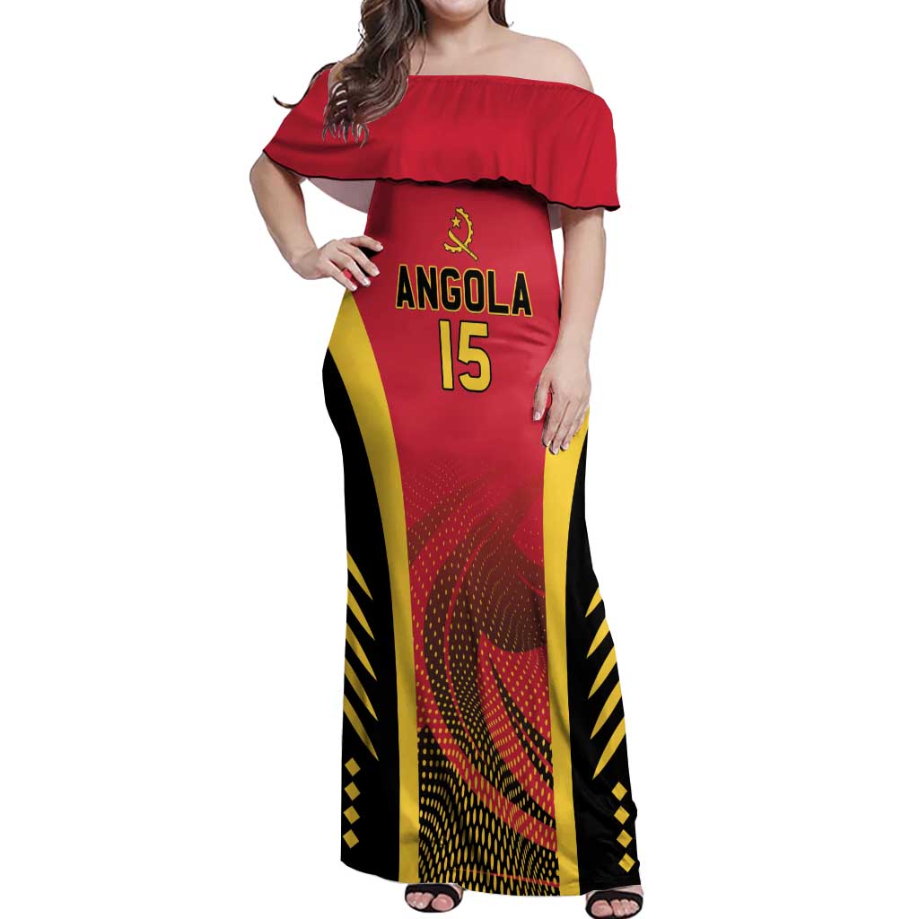Angola Basketball Custom Off Shoulder Maxi Dress Go Champions - Wonder Print Shop