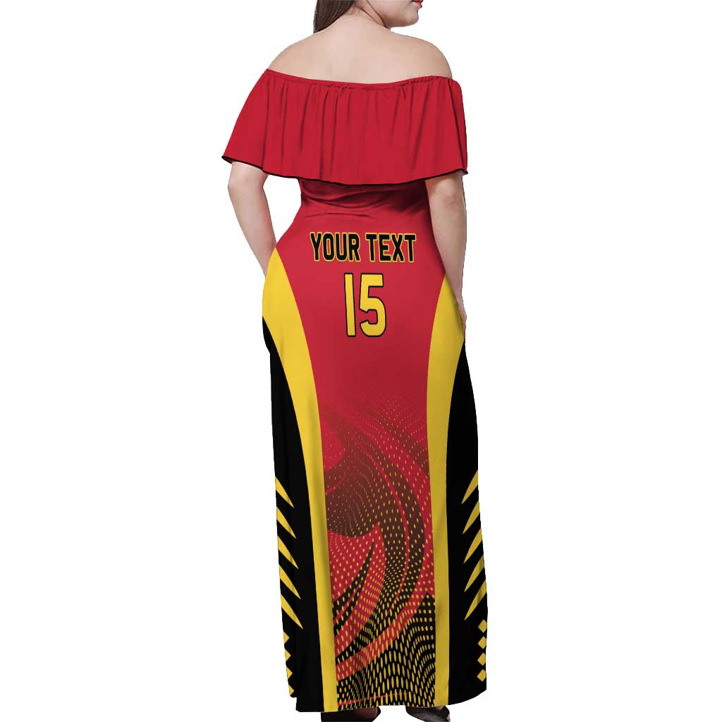 Angola Basketball Custom Off Shoulder Maxi Dress Go Champions - Wonder Print Shop