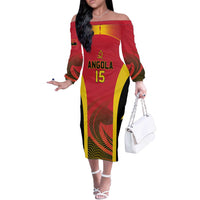 Angola Basketball Custom Off The Shoulder Long Sleeve Dress Go Champions - Wonder Print Shop