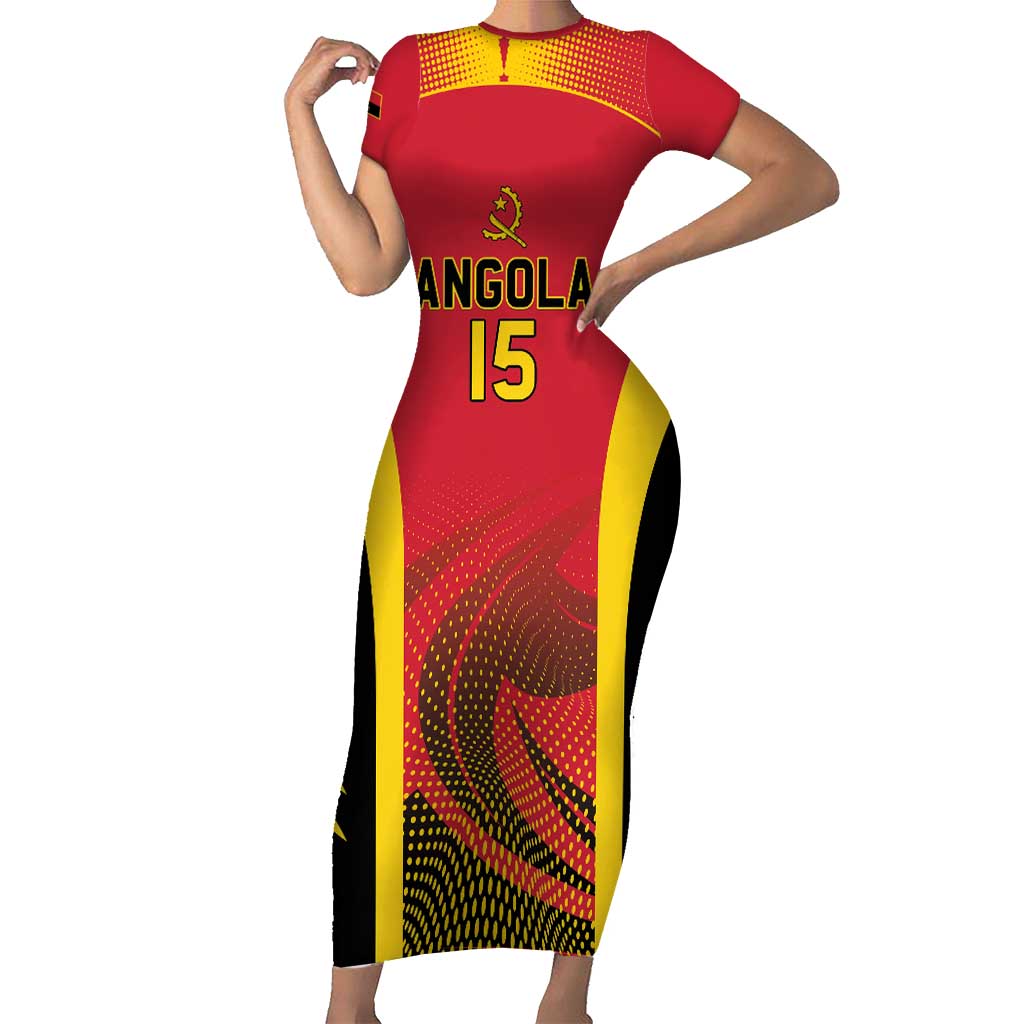 Angola Basketball Custom Short Sleeve Bodycon Dress Go Champions - Wonder Print Shop