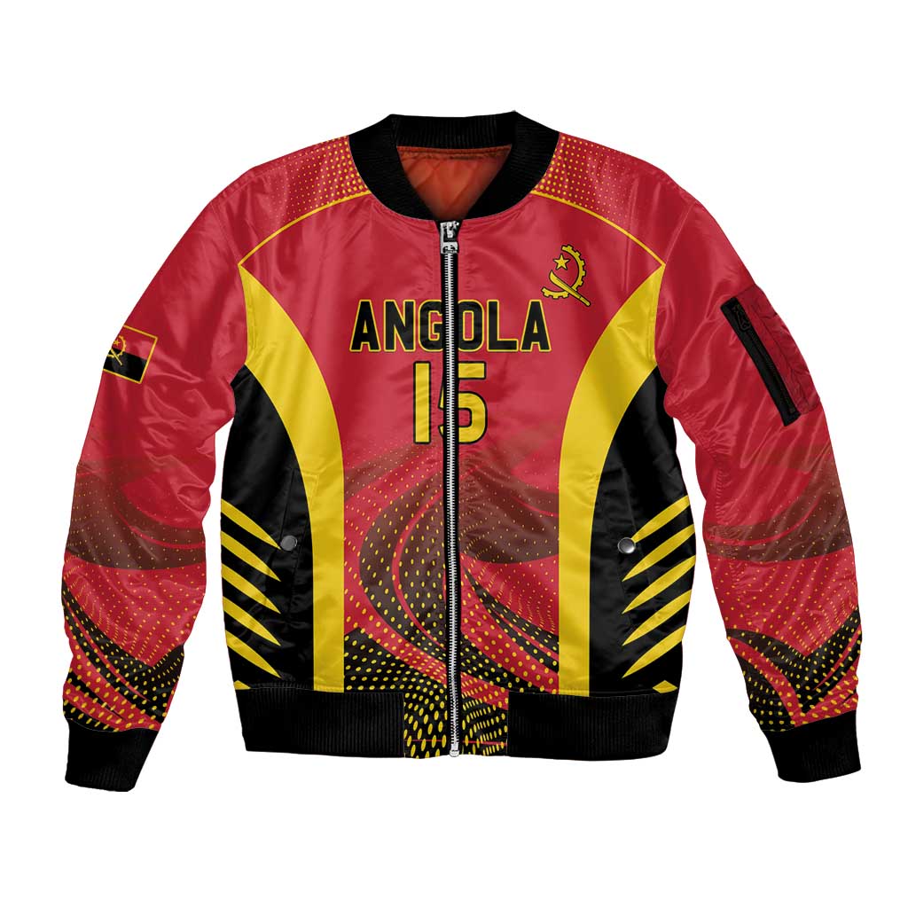 Angola Basketball Custom Sleeve Zip Bomber Jacket Go Champions - Wonder Print Shop