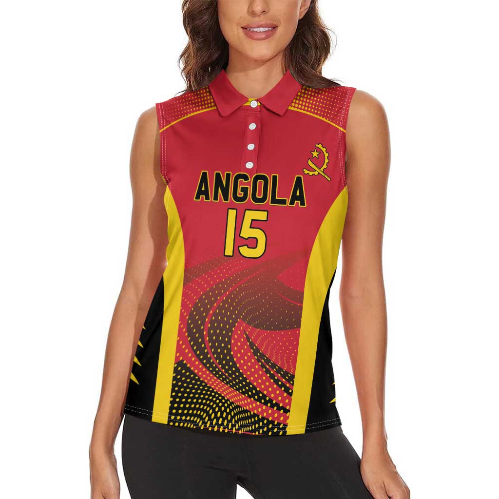 Angola Basketball Custom Women Sleeveless Polo Shirt Go Champions - Wonder Print Shop