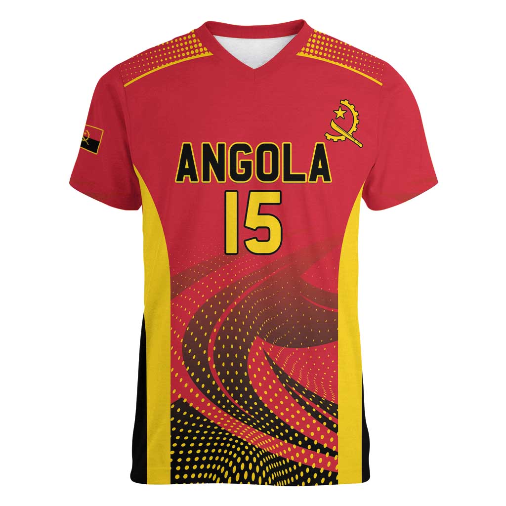 Angola Basketball Custom Women V-Neck T-Shirt Go Champions - Wonder Print Shop