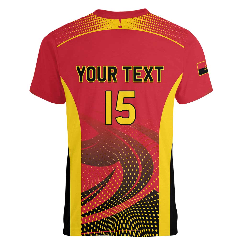 Angola Basketball Custom Women V-Neck T-Shirt Go Champions - Wonder Print Shop