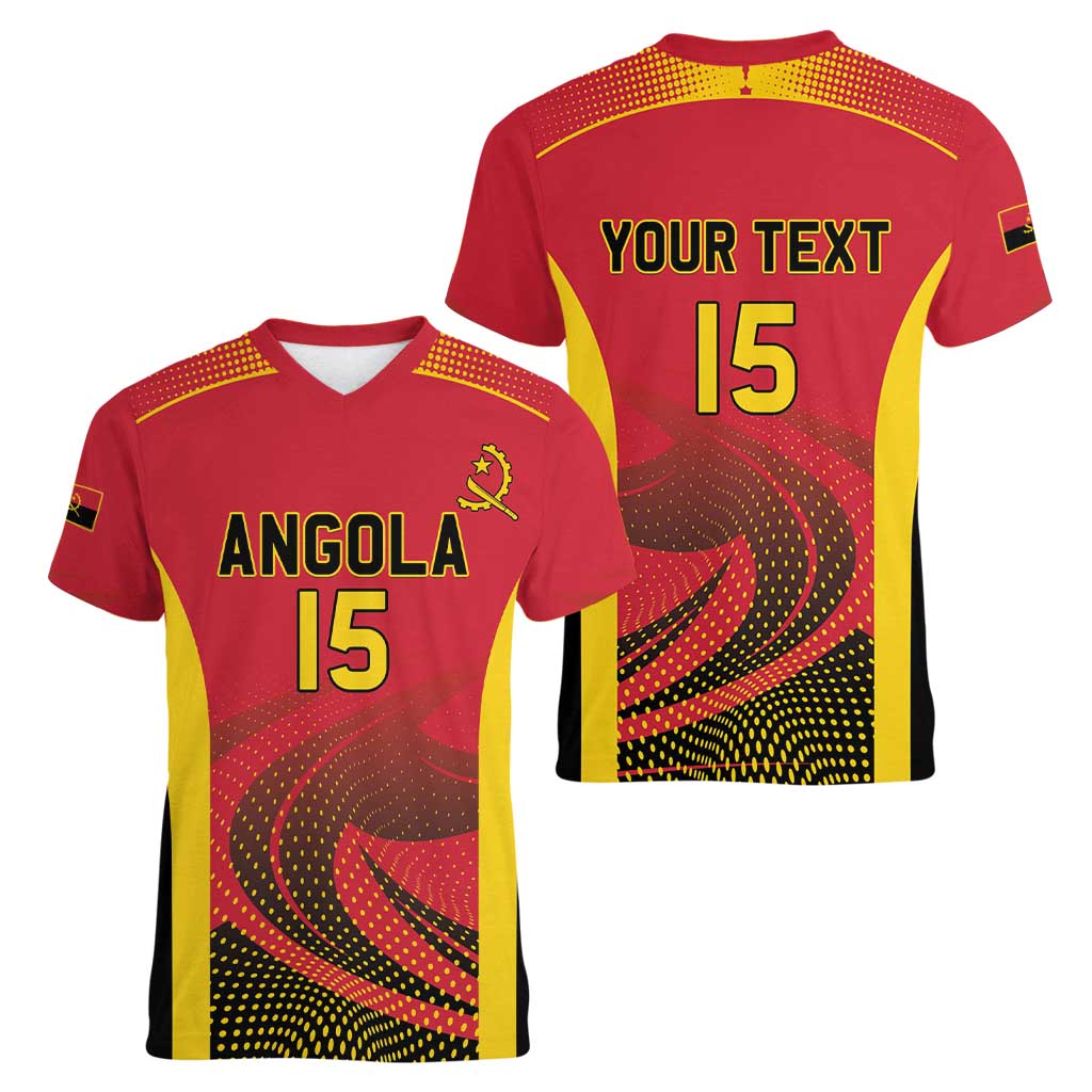 Angola Basketball Custom Women V-Neck T-Shirt Go Champions - Wonder Print Shop