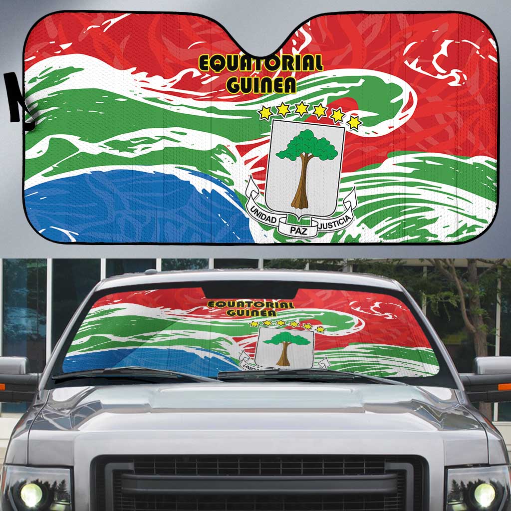 Equatorial Guinea Independence Day Auto Sun Shade Coat Of Arms With Map - Wonder Print Shop