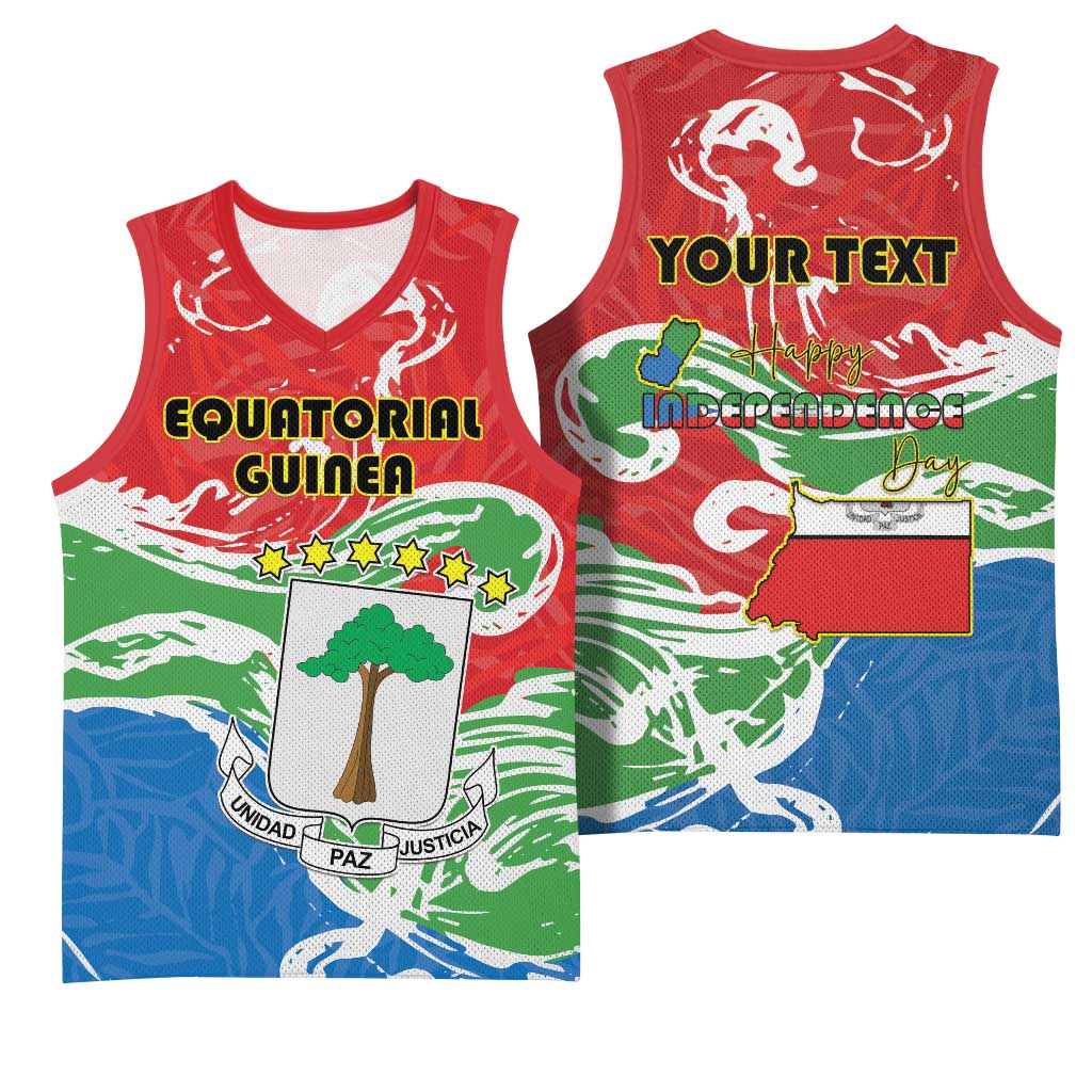 Personalized Equatorial Guinea Independence Day Basketball Jersey Coat Of Arms With Map - Wonder Print Shop