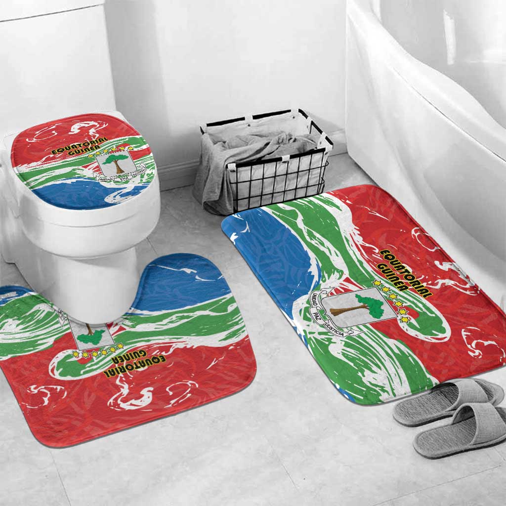 Equatorial Guinea Independence Day Bathroom Set Coat Of Arms With Map - Wonder Print Shop
